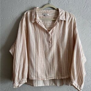 Madewell Beige and White Striped Shirt